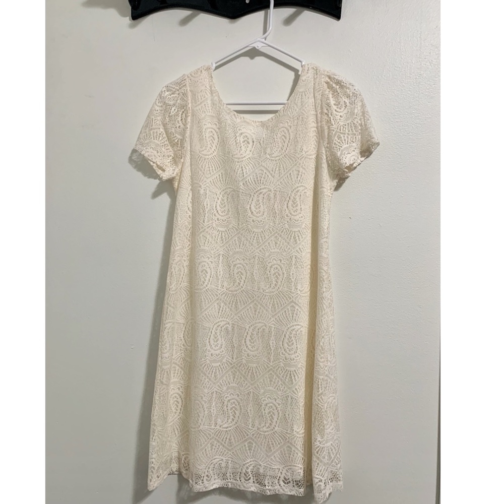 Ivory Paisley Crochet Shift Dress
